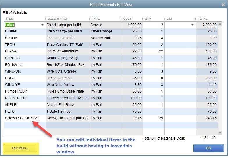Print a Bill of Materials List in QuickBooks