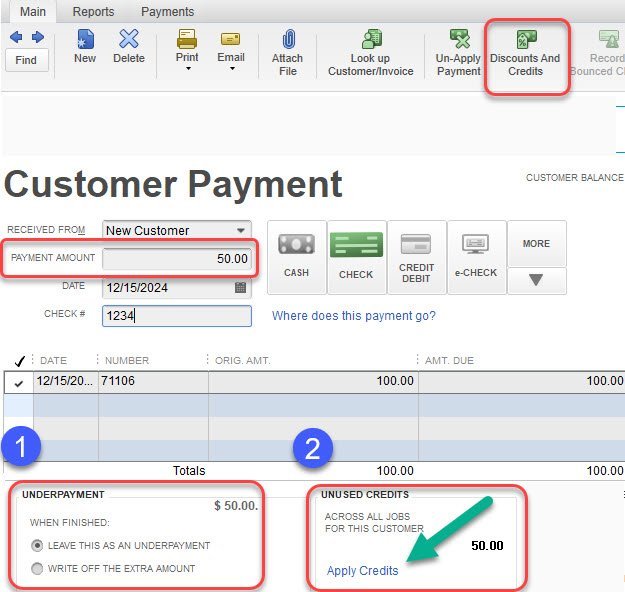 Customer Credit in QuickBooks 9 Customer Payment with Credit