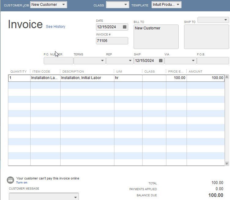 Customer Credit in QuickBooks 7 Second Invoice