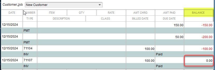 Customer Credit in QuickBooks 12 Customer Balance